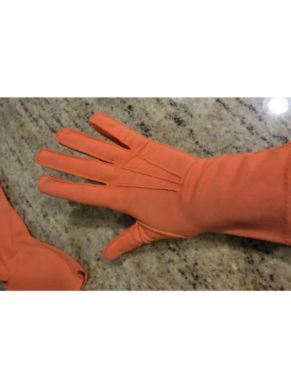 Vintage Womens Size XL XXL Pumpkin Orange Formal Stretch Nylon Gloves
